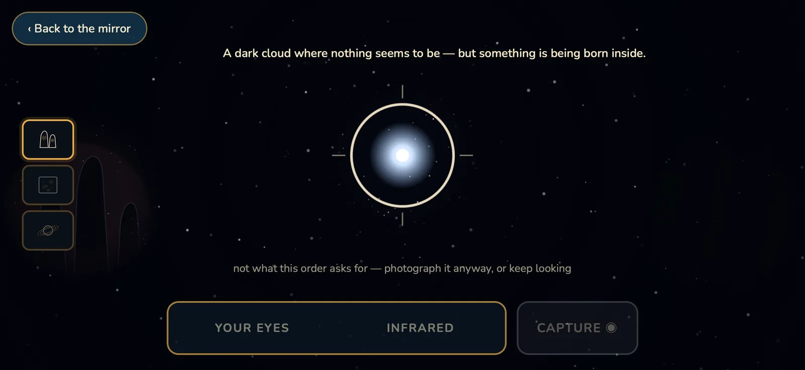 The Infrared Eye, one of six mini-games in the Space Wing.