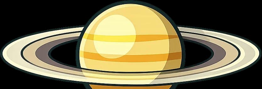 Planet Saturn with wide bright rings.