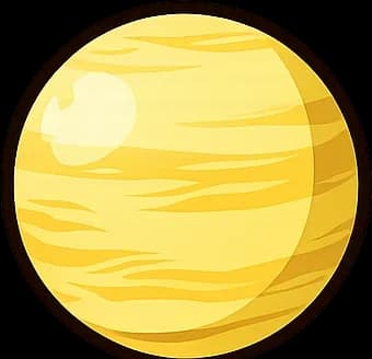 Planet Venus wrapped in pale yellow clouds.