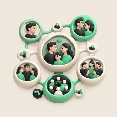 Connected orbs representing the many areas of a relationship