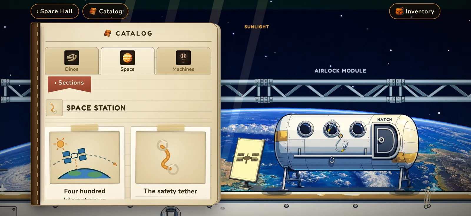 The Space Station page of the game's Field Guide.