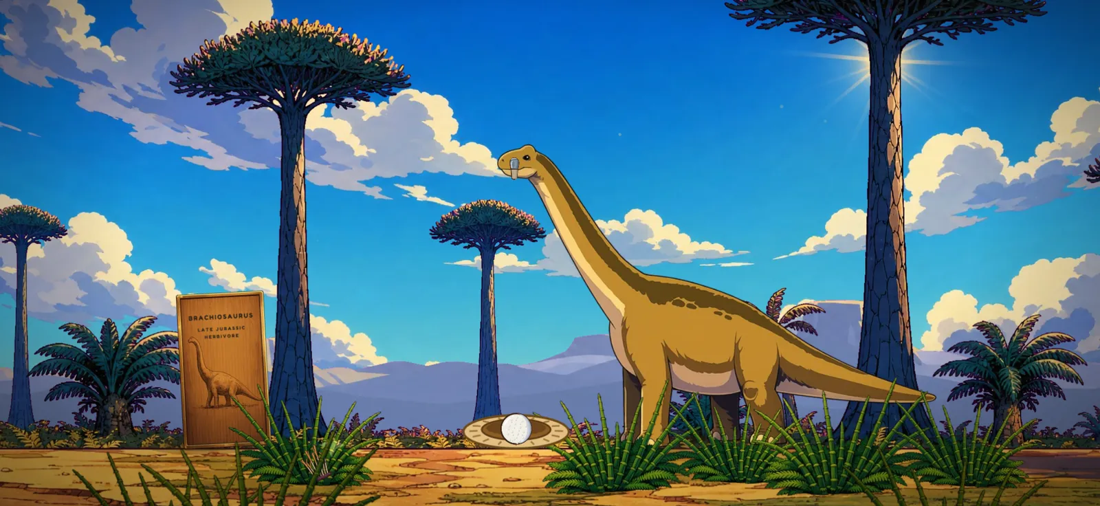 The Brachiosaurus room in Science Museum Adventure, with a nest by the giant's feet.